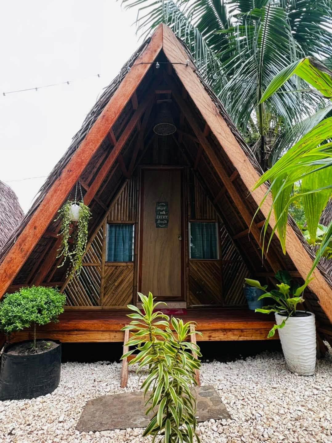 Bamboo A-frame guest cottage at Bohol Island Homestay